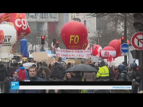 توسع دائرة النزاع بين الحكومة الفرنسية والنقابات العمالية بسبب قانون العمل