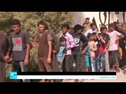 شاهد مساعدات إنسانية تنتظر على الحدود السورية التركية