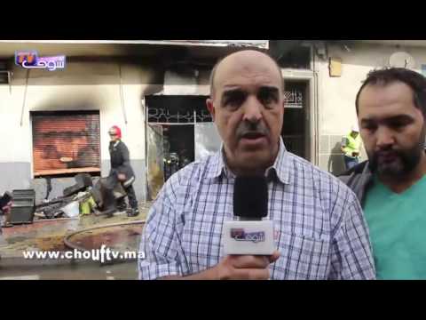 لحظة اندلاع النيران بمعمل للخياطة بالدار البيضاء