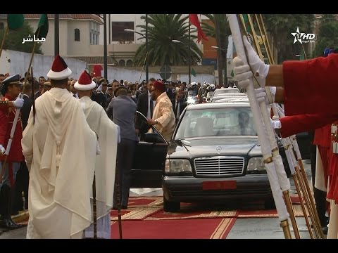 لحظة وصول الملك محمد السادس إلى مسجد الايمان