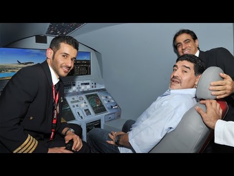 شاهد  خوف ورعب في طائرة مارادونا