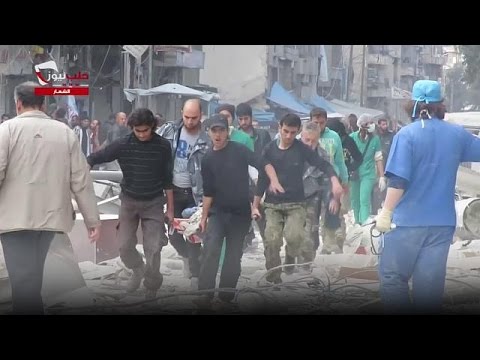 شاهد مناطق حلب الشرقية تحت قصف الطيران الحربي