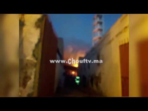 شاهد لحظة اندلاع حريق في حمام شعبي