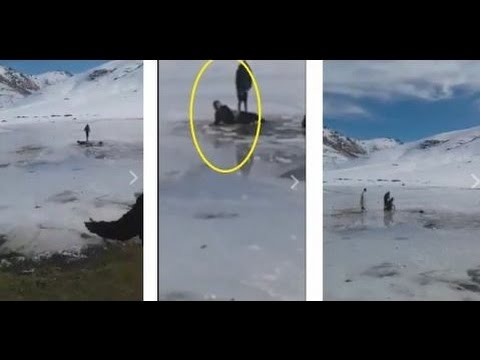 بالفيديو شخص يموت غرقًا في بركة جليدية