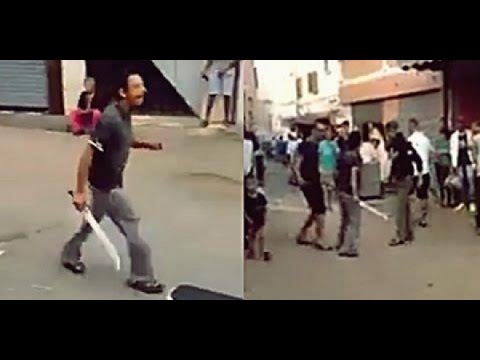 شاهد شخص يعتدي على فتاة بالسيف في تمارة
