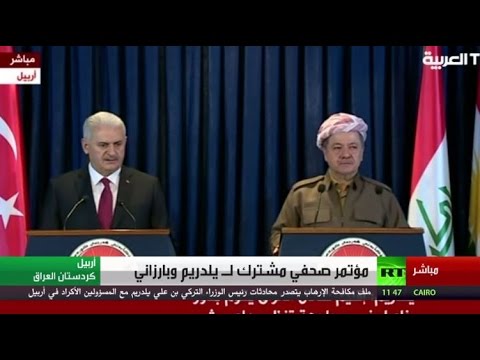 بالفيديو  مؤتمر صحافي لرئيس الوزراء التركي ورئيس إقليم كردستان العراق