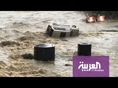 مشاهد غرق شوارع وأحياء مدينة أبها السعودية