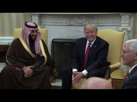 شاهد لحظة لقاء الرئيس الأميركي مع ولي ولي العهد السعودي