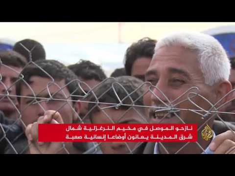 شاهد معاناة النازحين في مخيّم النرغزلية في الموصل