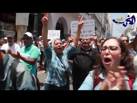شاهد  أقوى لحظات مسيرة التضامن مع حراك الريف في الرباط