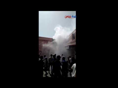 شاهد اندلاع حريق في قيسارية الذهب