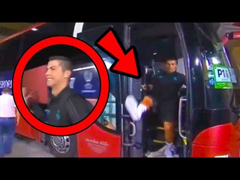 شاهد لحظة سقوط كريستيانو رونالدو من حافلة ريال مدريد