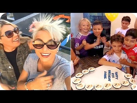 سلمى غزالي وأولادها يحتفلون بعيد ميلاد ابن صديقتها