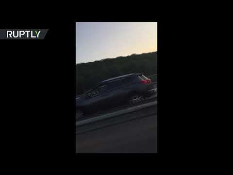 شاهد اصطدام 28 سيارة في حادث مروري في روسيا