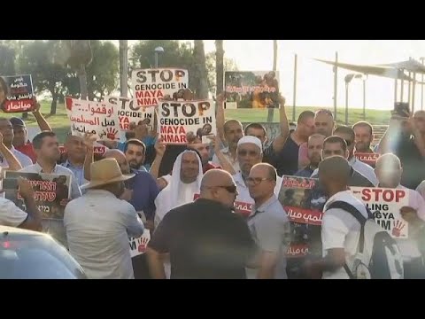 شاهد فلسطينيو الداخل يحتجون إبادة مسلمي الروهينغا أمام سفارة ميانمار