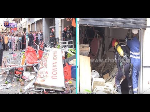 بالفيديومخلفات انفجار بوطا في محل للمأكولات