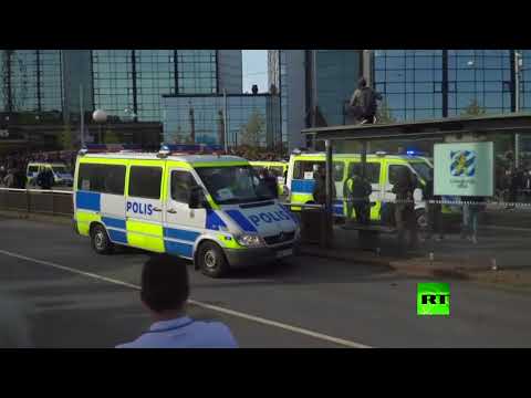 شاهد توقيف 50 متطرفا خلال مظاهرات في السويد