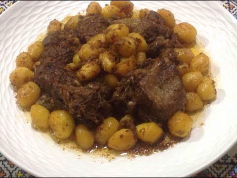 شاهد طريقة إعداد ومقادير اللحم المشوي بالثوم و البطاطس