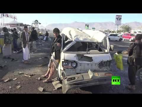 شاهد التحالف العربي يشن غارات جديدة على صنعاء