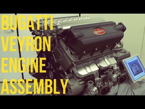 عملية تصنيع محرك سيارة بوغاتي فيرون الخارقة