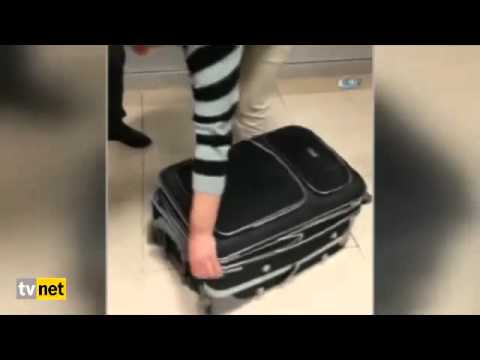 فيديو توقيف شاب هرب صديقته داخل حقيبة سفر