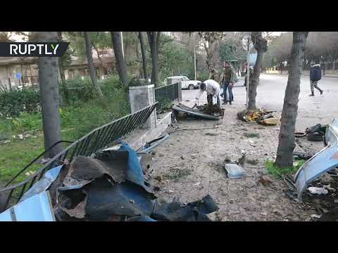 لحظة انفجار عبوة ناسفة بمنطقة العدوي في دمشق