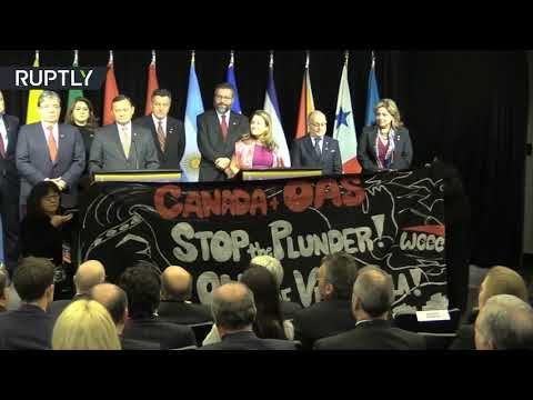 شاهد احتجاج يعرقل اجتماعًا لمجموعة ليما بشأن فنزويلا في كندا