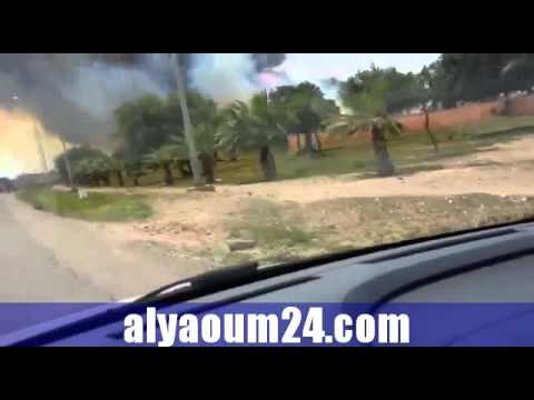 بالفيديو اندﻻع النيران في الحي الصناعي في ايت ملول المغربية