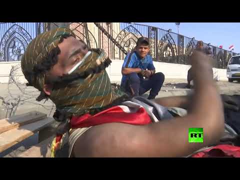 شاهد محتجون يقطعون عددًا من شوارع العاصمة بغداد