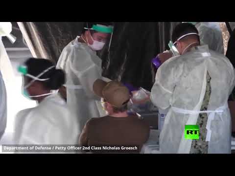 شاهد طاقم المدمرة الأميركية يو إس إس كيد يخضع لاختبارات كورونا