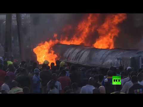 شاهد انفجار ناقلة وقود في لاغوس بنيجيريا