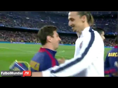 شاهد إبراهيموفيتش ينفي خلافه مع ميسي بـعناق