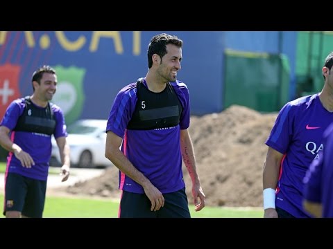بالفيديو لعب وضحك في تدريبات برشلونة