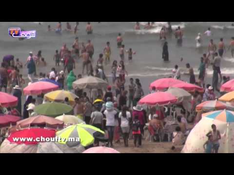 بالفيديو ازدحام الشواطئ المغربية بالمواطنين في أيام العيد