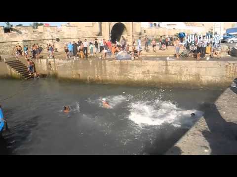 بالفيديو شباب المغرب يسبحون في ميناء الصويرة