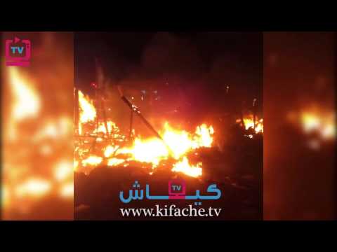 بالفيديو  حريق سوق عشوائي  يأتي على 50 عربة