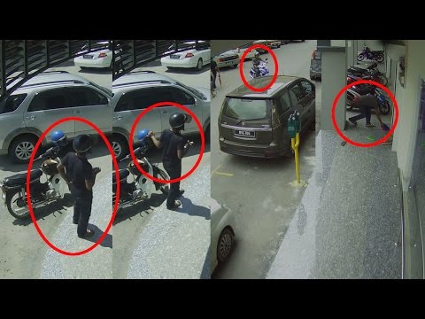 شاهد لص يسرق أحذية رياضية وخوذات مستعملة