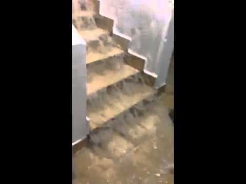 شاهد أمطار الإسكندرية تصنع شلالًا على سلالم عمارة