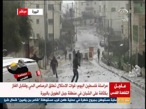 شاهد لحظة إصابة أحد الشبان الفلسطينيين في القدم