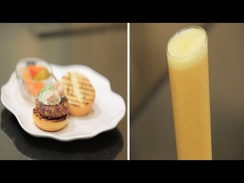 طريقة عمل سندوتش برجر سجق  عصير مانجو بالبرتقال