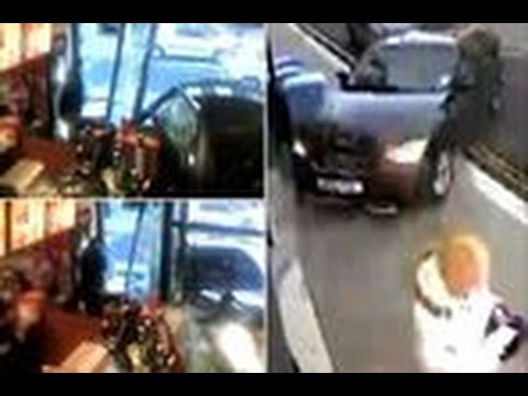 امرأة تنجو من الموت دهسًا تحت عجلات سيارة اقتحمت مطعمًا