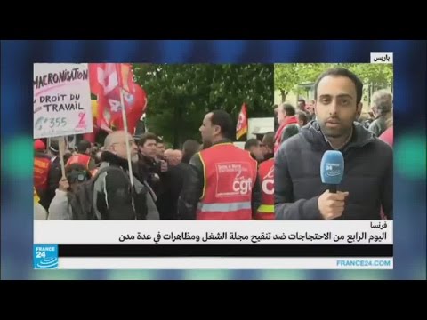 شاهد مظاهرات كبيرة احتجاجا على مشروع قانون العمل