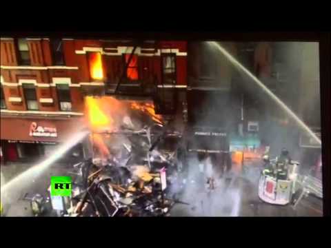 part of new york building collapse in east village