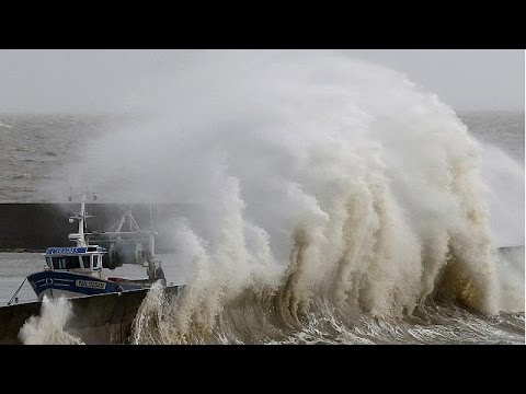 on both sides of the channel